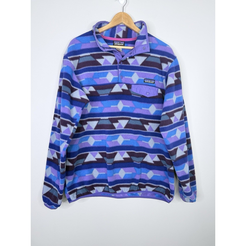 Patagonia Synchilla Snap T Pullover Womens XL Purple Aztec Southwest Fleece